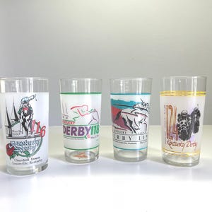 Kentucky Derby Collectible Mint Julep Glasses,1990, 1992, 1993, 1998 Set of Four