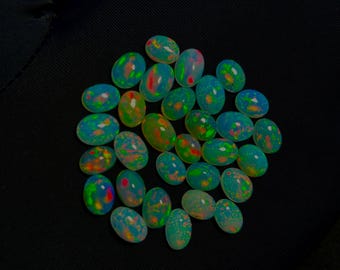 Natural Ethiopian Opal Cabochon: Multi Fire Gemstone for Jewelry (6x8 MM)