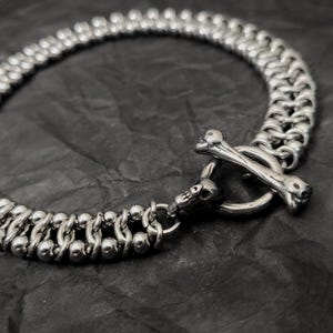 Stainless Steel with skull Chainmail Bracelet Mens Metal Weave Jewelry Custom Size Gift For Him