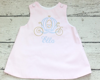 Monogrammed Princess Carriage Dress, Custom Handmade Castle Outfit