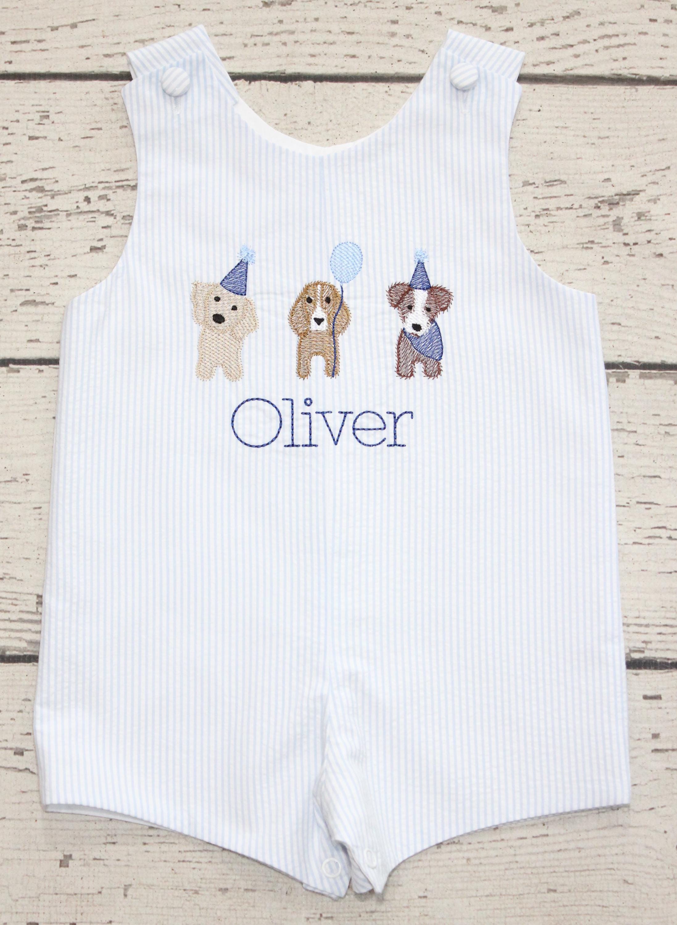 Monogrammed Puppy Birthday Jon Jon, First Birthday Puppy Outfit