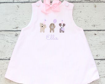 Vestido de cumpleaños con monograma de cachorro: traje de labrador rosa
