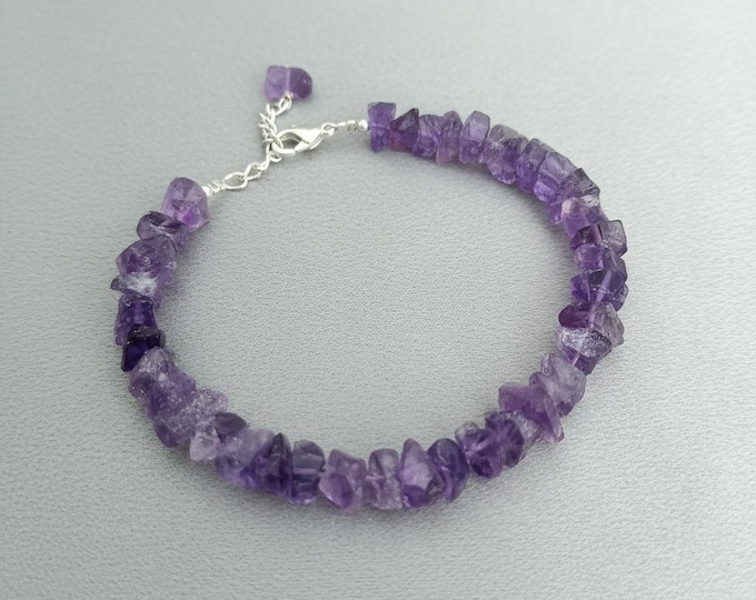 Featured listing image: Amethyst Chip Bracelet | German Silver, February Birthstone