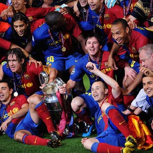 Barcelona 2008–09 Champions League Poster – Messi Xavi Iniesta Treble Wall Art 20x30