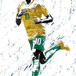 Neymar Jr Brazil Poster | Soccer Star Wall Art | 20x30 Football Decor Print