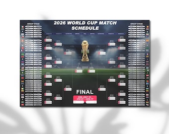 Póster con el calendario de partidos del Torneo Mundial de Fútbol, decoración de pared al estilo de los aficionados al fútbol estadounidense, lámina deportiva conmemorativa, decoración moderna para el hogar en Norteamérica 2026.