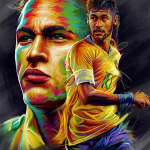 Neymar Jr Brazil Poster | Soccer Star Wall Art | 20x30 Football Decor Print
