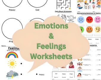 Gefühle Arbeitsblätter für Kinder | 10 Emotionen Printables + 2 Bonus Selbstausdruck-Seiten | Vorschule & Kindergarten