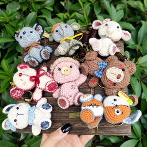 Handmade Wool Amigurumi Gift, Crochet Animal Keychain, Tiny Stuffed Animal Gifts