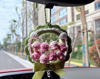 Crochet Lily of the Valley Car Hanging, Cute Car Accessories