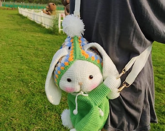 Crochet Bunny Backpack Purse, Handmade Stuffed Animal Phone Bag - Etsy