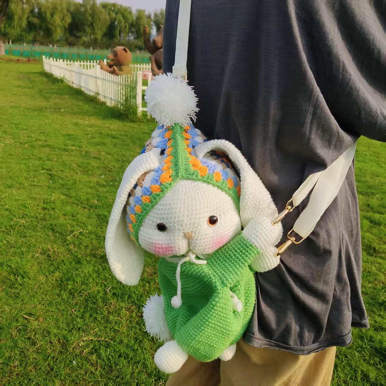 Crochet Bunny Backpack Purse, Handmade Stuffed Animal Phone Bag - Etsy