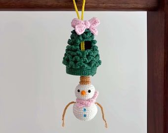 Crochet Snowman Christmas Ornament, Handmade Holiday Decoration, Festive Xmas Ornament