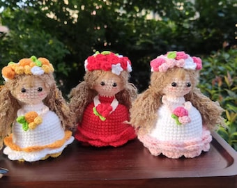 Personalized Crochet Reversible Bride Flower Bouquet Doll, Wedding Gift,Gift for Her
