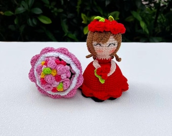 Crochet Reversible Bride to Bouquet Doll, Unique Wedding Gift