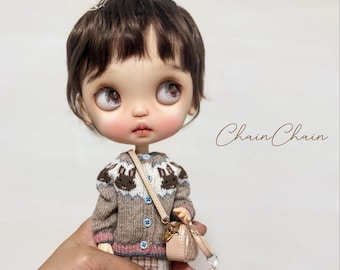 Blythe Doll Bunny-vest OB22/OB24 – handgemaakte gebreide trui, winteroutfit (pop niet inbegrepen)