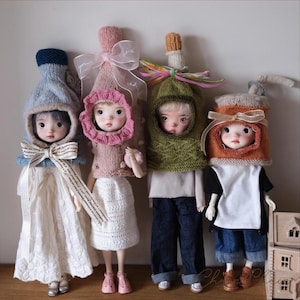 Bottle Cap Knit Hat for Blythe OB11/OB22: Handmade Acrylic Doll Beanie