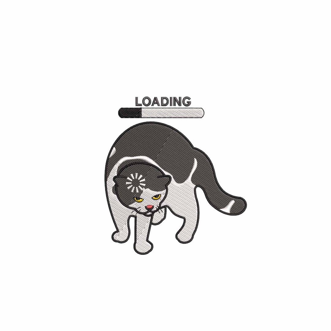 Meme Loading Cat Embroidery Design, Machine Embroidery Designs ...