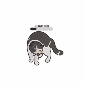 Meme Loading Cat embroidery design, machine embroidery designs, embroidery pattern, embroidery files, Funny animals embroidery designs