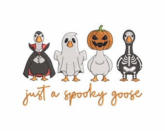 Just a spooky goose Halloween Embroidery Design, Goose in Costumes with Pumpkin, Machine embroidery designs, Embroidery files