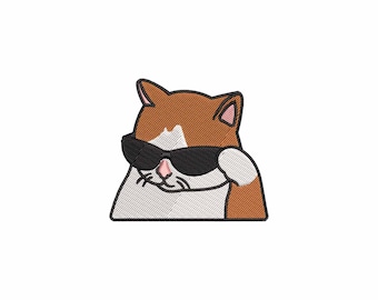 Mini Meme Cat met zonnebril borduurontwerp, machineborduurontwerpen, borduurpatroon, borduurbestanden, grappige borduurontwerpen