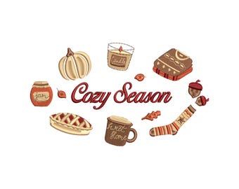 Fall embroidery designs, machine embroidery designs, embroidery files, embroidery pattern, trendy embroidery designs, Cozy season