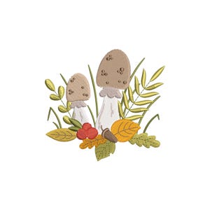 Enchanted Forest Mushrooms Embroidery Design, autumn mushrooms border, Fall embroidery designs, machine embroidery designs, embroidery files