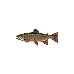 Brook Trout fish embroidery design, Fishing machine embroidery designs, Fisherman embroidery files, Ocean animals embroidery pattern