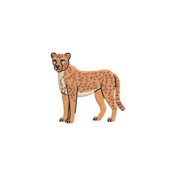 Diseño de bordado de mini guepardo, animales africanos, patrón de bordado, diseños de bordado a máquina, archivos de bordado, diseños de bordado para bebés