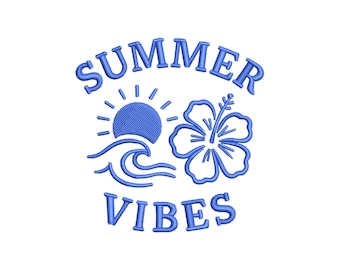 Summer vibes embroidery design, Beach embroidery design, machine embroidery designs, Ocean embroidery files, embroidery pattern