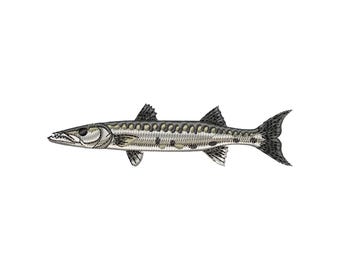Great Barracuda Embroidery Design, Lake Fish Embroidery Files, Fishing Machine Embroidery Designs, Angler Embroidery Patterns