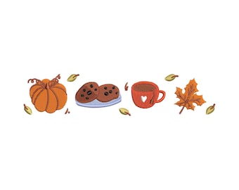 Fall embroidery designs, machine embroidery designs, embroidery files, pumpkin spice embroidery, coffee embroidery, Autumn cozy embroidery
