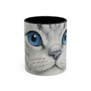 Blue Eyed Cat Coffee Mug: Cat Lover Gift, Vibrant Ceramic tea