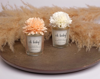 Custom Baby Shower Thank you Candle Favors, Personalized Mini Candle Favors For Baby Shower Guests