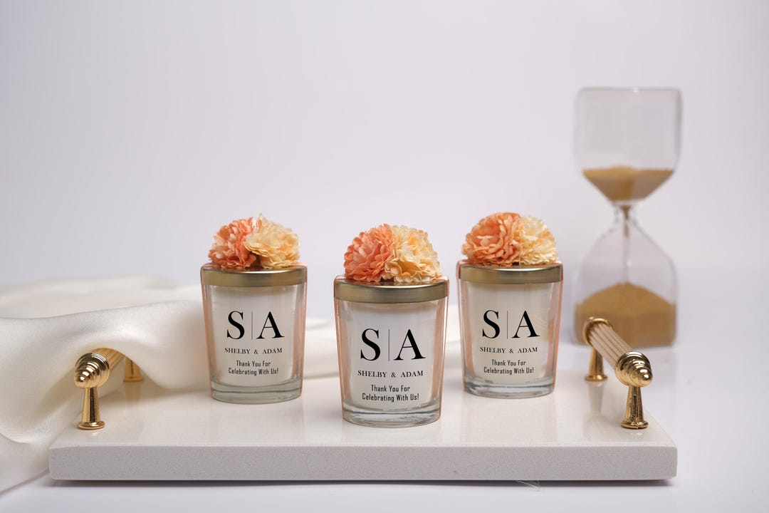 Custom Wedding Candle Favors – Bridal Party Thank You Gifts for Guests ...