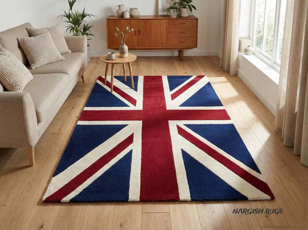 Handmade Tufted Bold Union Jack Area Rug Featuring the British Flag ...