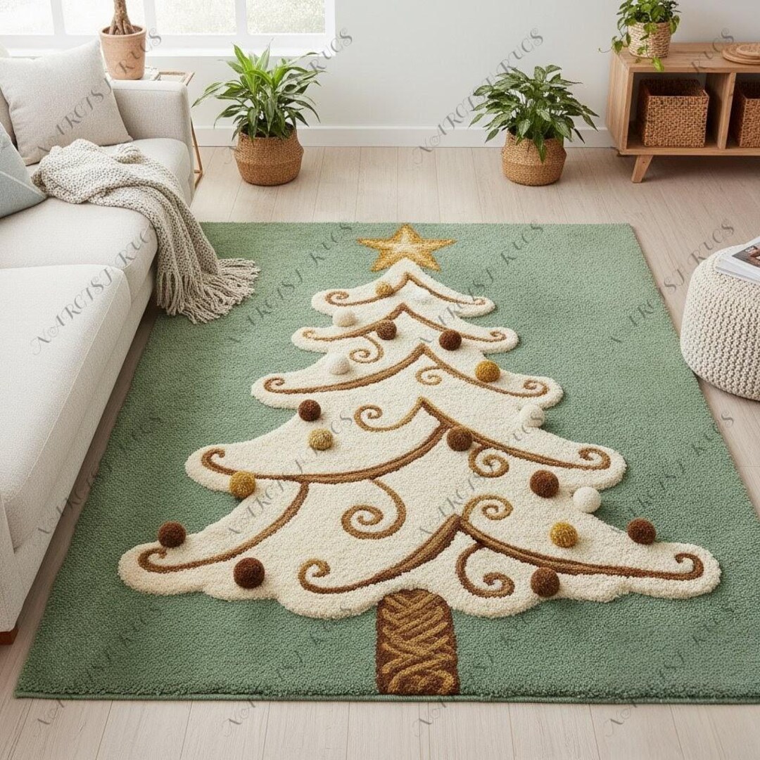 Xmas Tree Rug Hand Tufted Christmas Tree Rug, 3D Holiday Area Rug, Cozy Xmas Decor ...