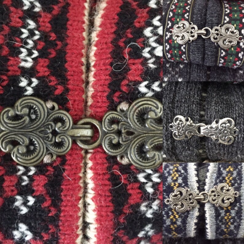 Norwegian Sweater Clasps Brass / Antiqued Gold Color / Sew on Etsy