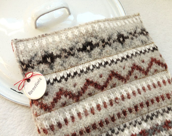 Wool Pot Holders Hot Pads OATMEAL & RUST Fair Isle Potholders Etsy
