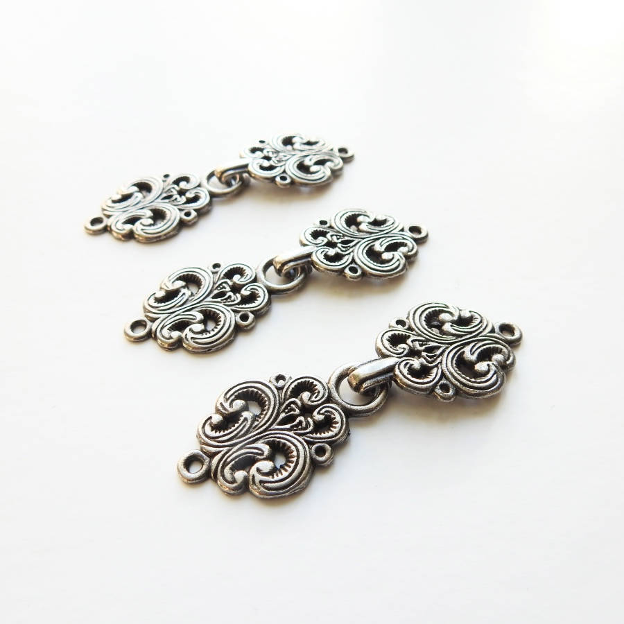 Norwegian Sweater Clasps ONE SET Sew on / Antiqued Silver Etsy Canada