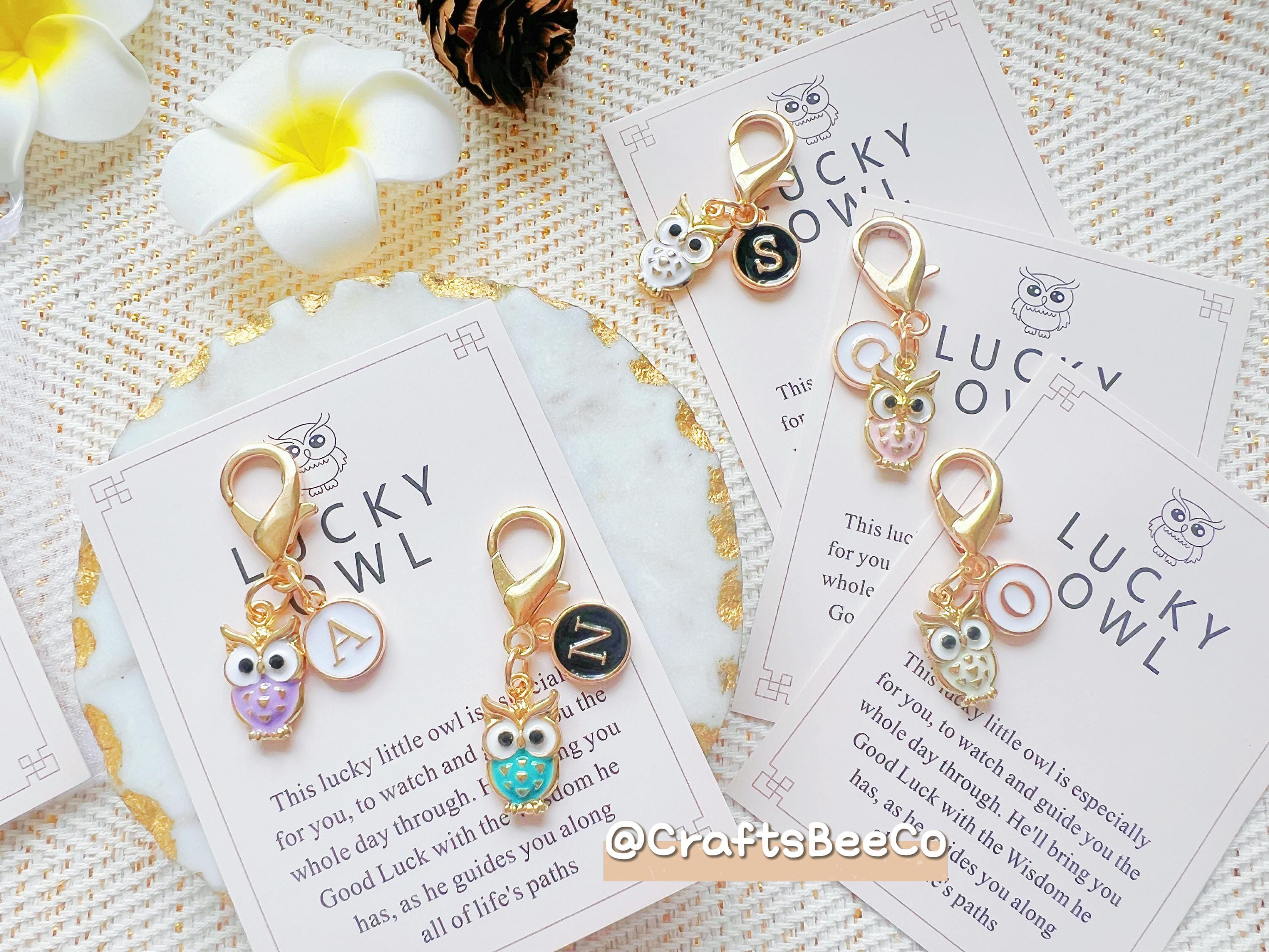 Personalized Initial Travel Owl Keyring Key Chain Key Ring Charm Pendant Bag Charm - Gift Idea - Gif