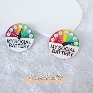 Min sociala batteri brosch - inspiration emalj pins söt humor emalj uppmuntran pin märke - presentidé