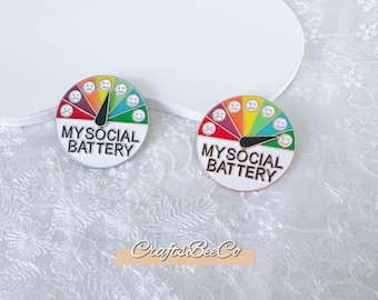 Min sociala batteri brosch - inspiration emalj pins söt humor emalj uppmuntran pin märke - presentidé