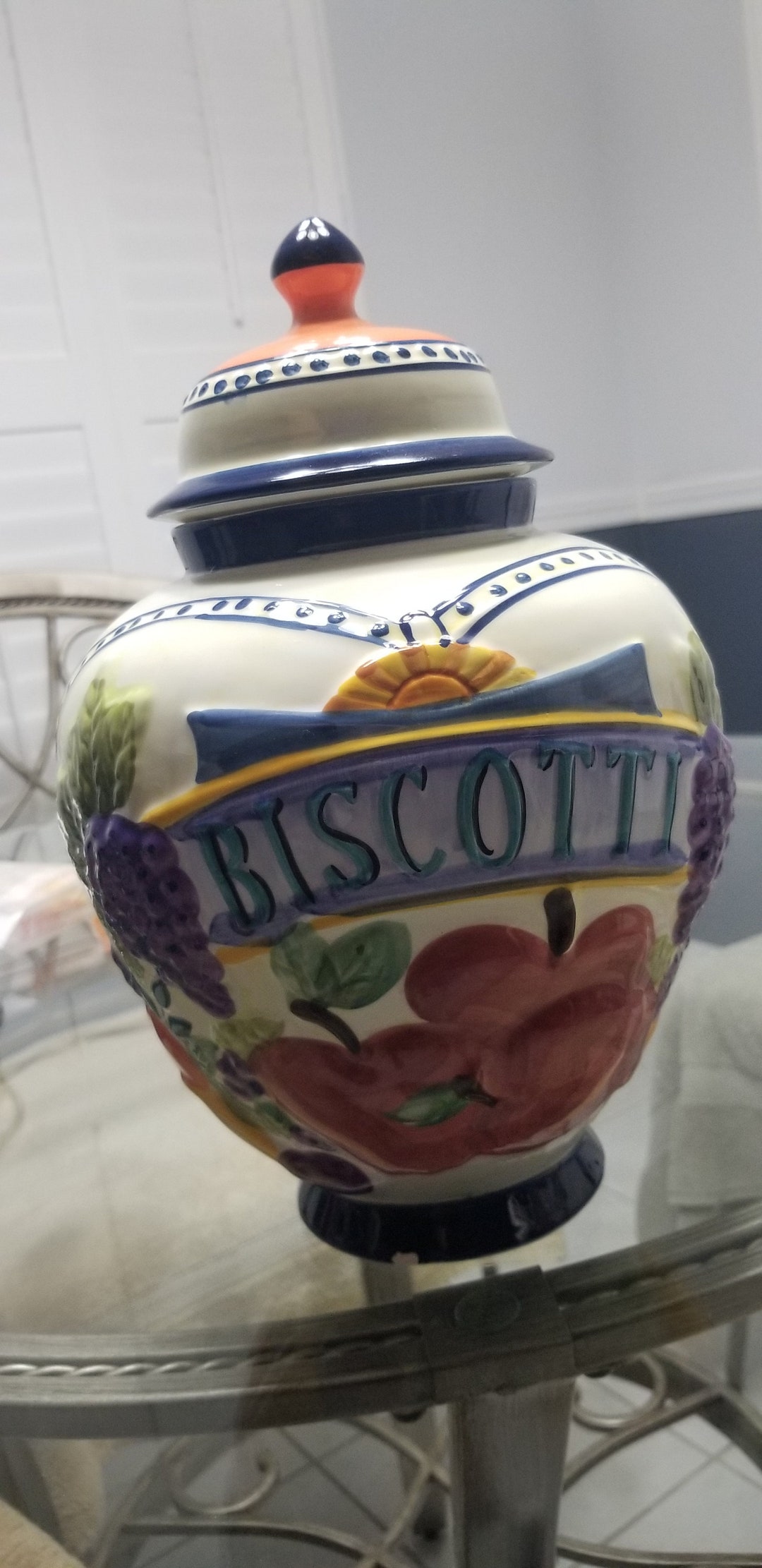 Vintage Biscotti Cookie Jar Etsy