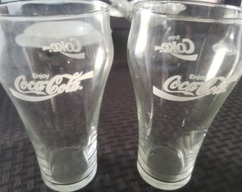 2 Vintage COCA COLA Glasses 6" tall