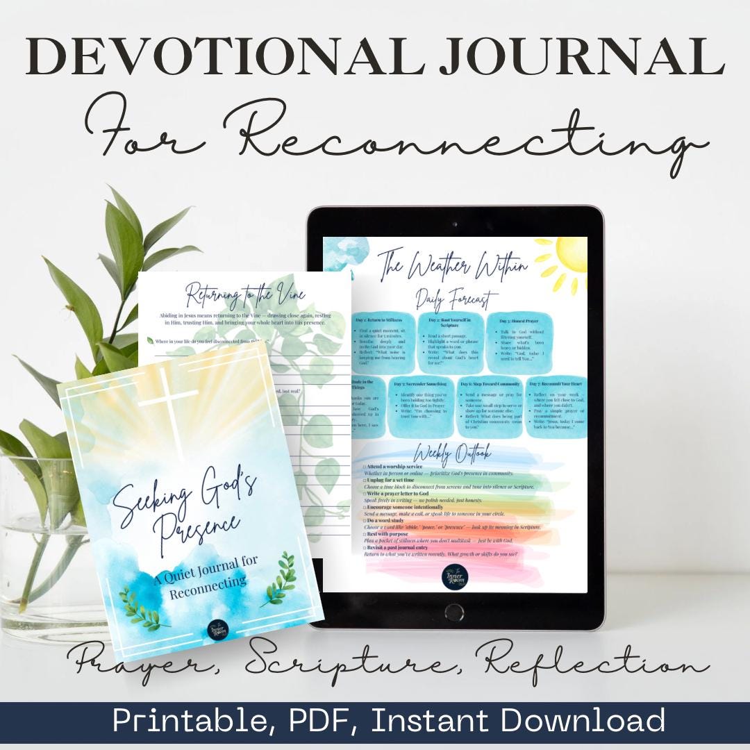 Christian Journal & Reset Pack – Seeking God’s Presence | Prayer, Reflection, Scripture Prompts, Printable PDF