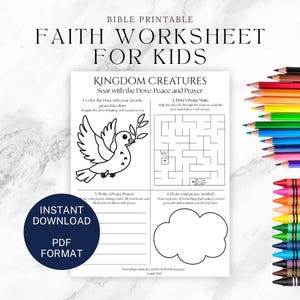 Bible Activity Page Faith-Inspired Printable Worksheets | Scripture, Coloring, & Kids Learning Printables | Instant Download | Peace Dove