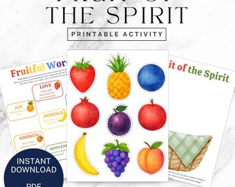 Fruit of the Spirit Activity Printable | Christian Kids Craft | Bible Fruit Cutouts & Basket | Galatians 5:22-23 | Scripture Reflection