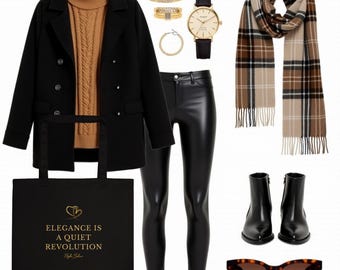 Elegance is a Quiet Revolution – Black Luxe Eco Tote Bag | Reyka Solane Modern Muse Collection