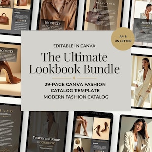 The Ultimate Lookbook Bundle | 29-Page Fashion Catalog Template | Editable Canva Brand Guide